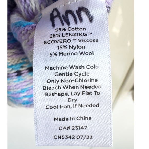 Talbots Fair Aisle Cardigan Sweater Size 2X Purple Gray Black Soft Cozy Warm - Picture 5 of 6